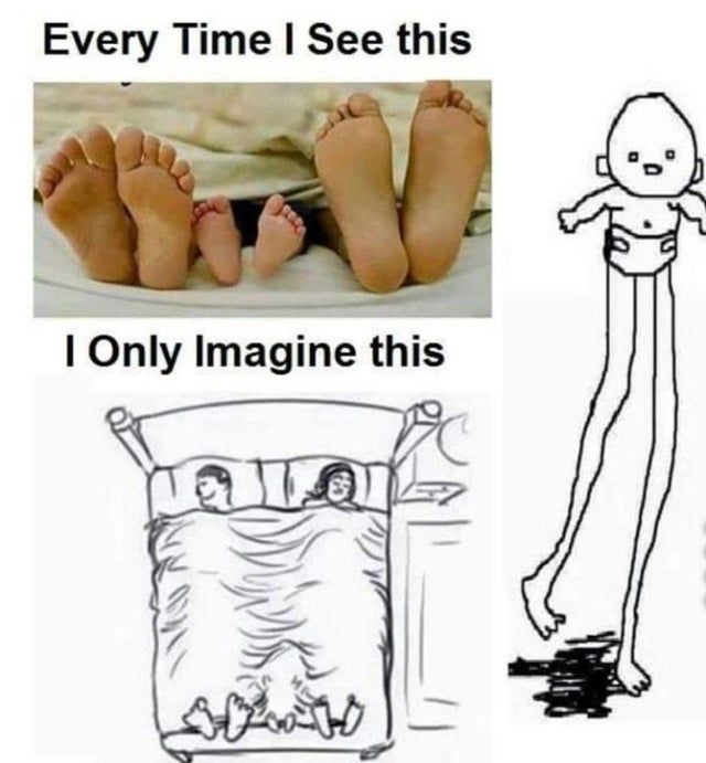 dark-memes long leg baby meme - Every Time I See this I Only Imagine this