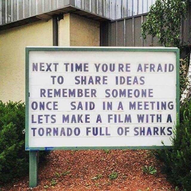 meme sharknado - Next Time You Re Afraid To Ideas Remember Someone Once Said In A Meeting Lets Make A Film With A Tornado Full Of Sharks