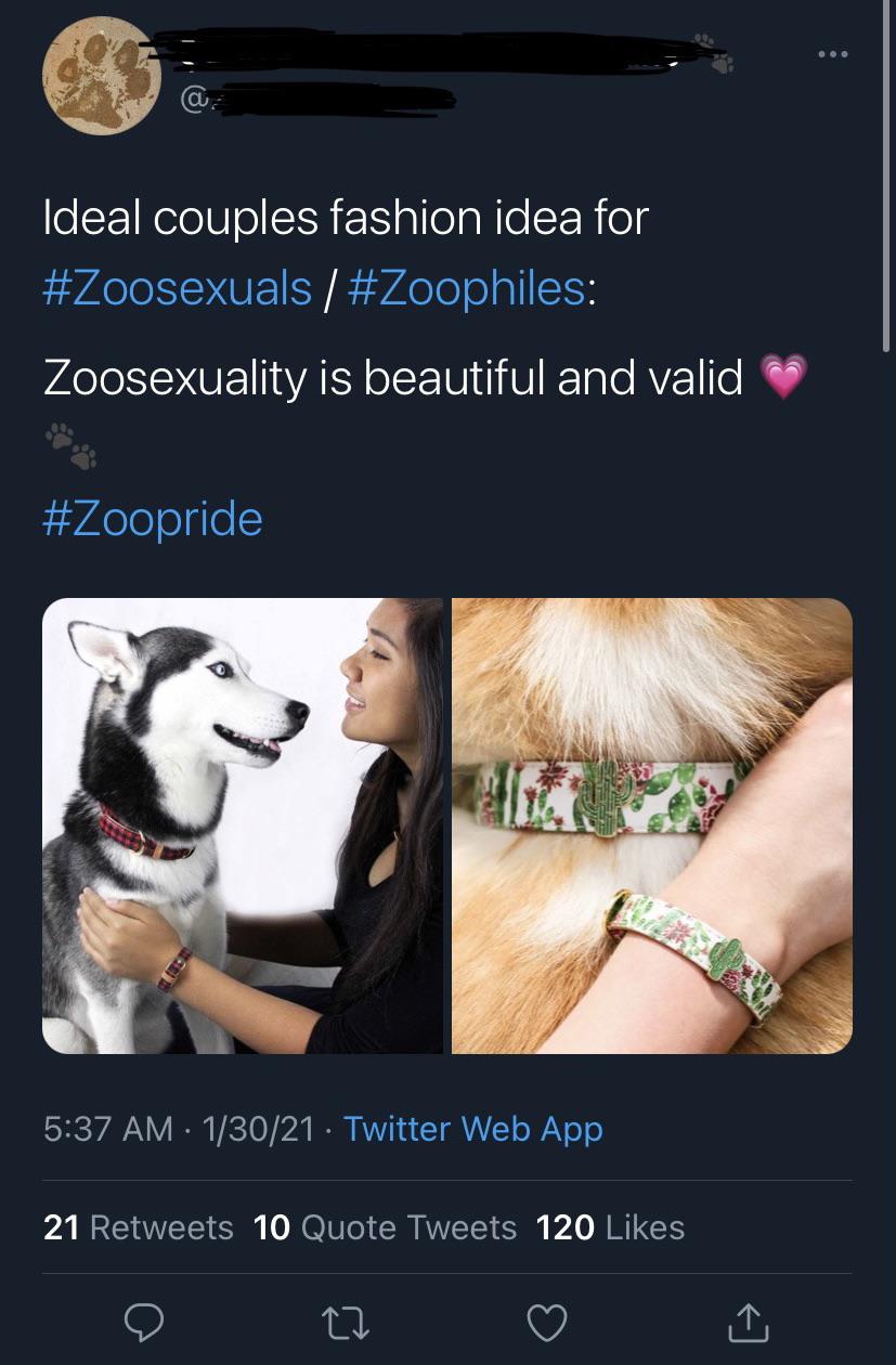 cringe pics - photo caption - @ Ideal couples fashion idea for Zoosexuality is beautiful and valid 13021 Twitter Web App 21 10 Quote Tweets 120 17