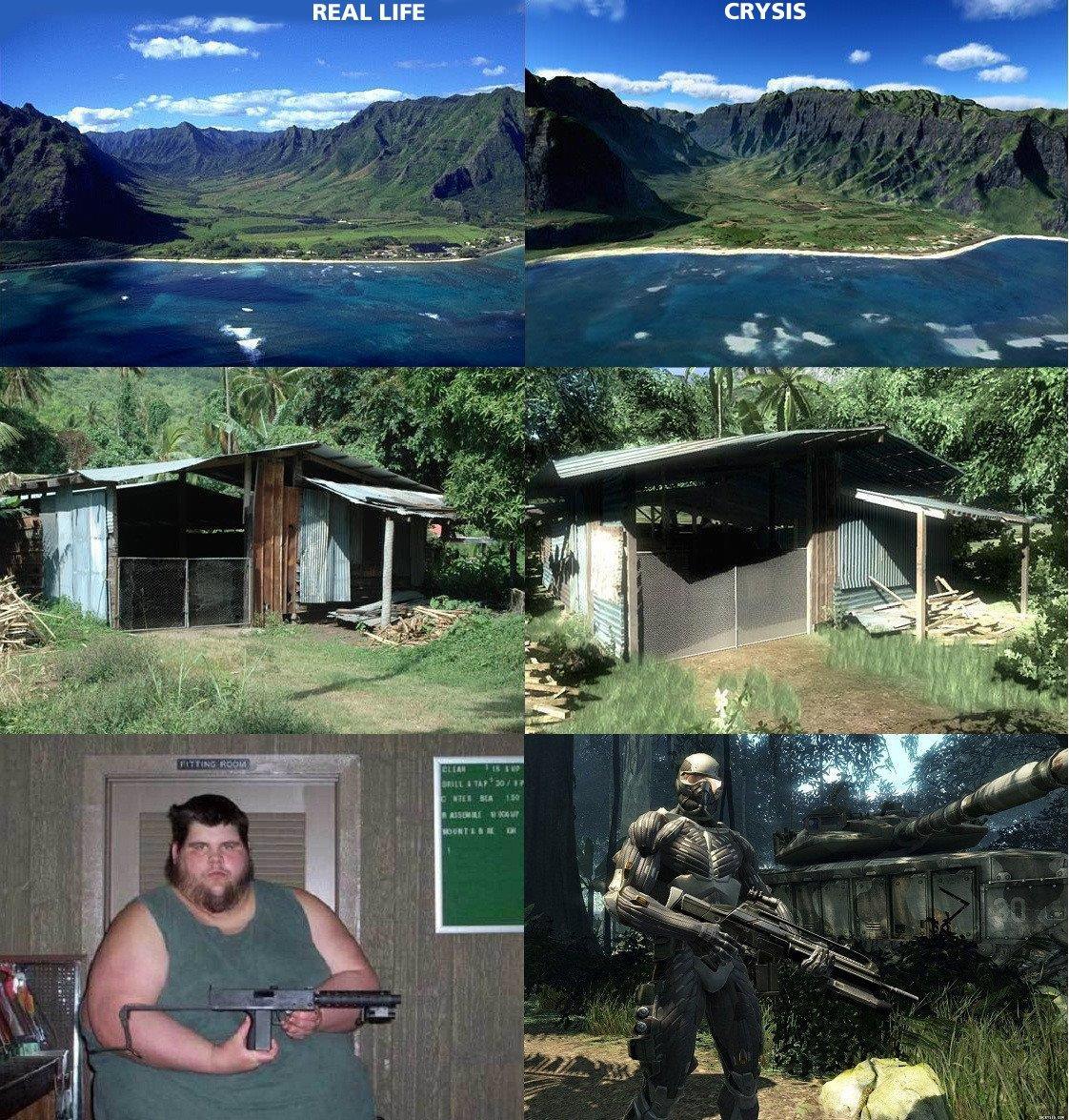 funny gaming memes - video game graphics vs real life - Real Life Crysis 34.0 Ning Room Olian 0 Lill 4 Tay 617 Dwel Be 135 Aisi Kw Boortere