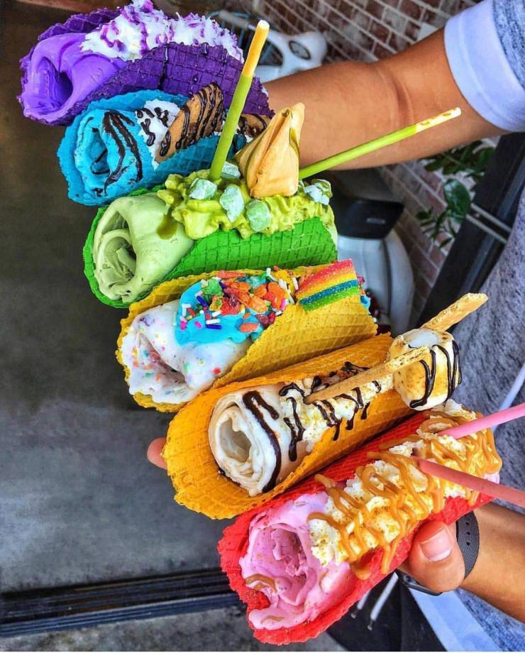 awesome pics and funny randoms - rainbow ice cream taco - C
