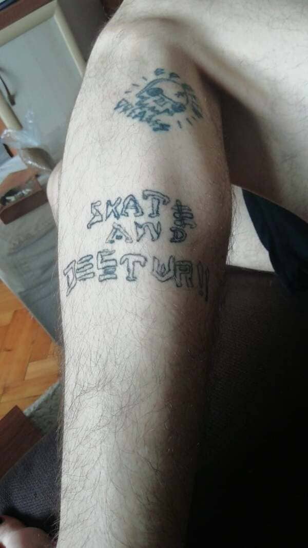 terrible tattoos - skate and destroy tattoo
