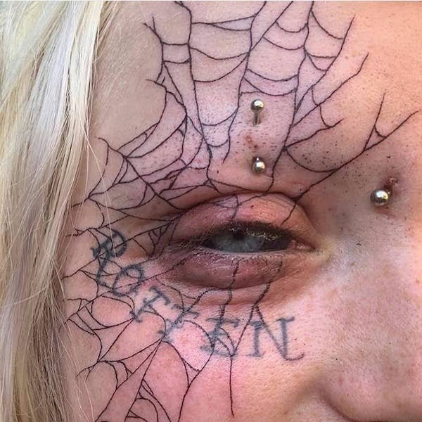 terrible tattoos - spiderweb face tattoo - Can