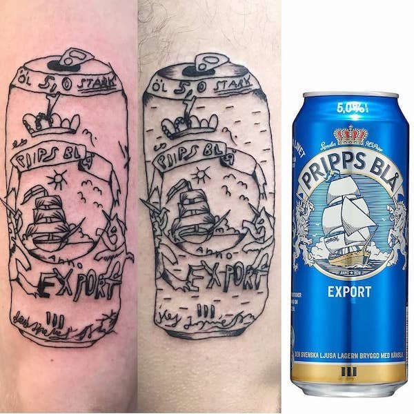 terrible tattoos - beer can tattoo