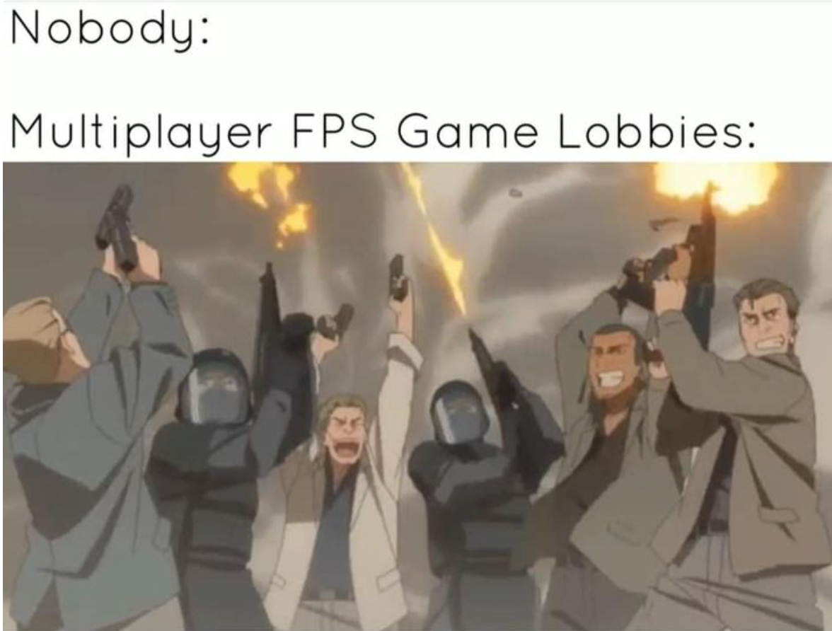 funny gaming memes - cartoon - Nobody Multiplayer Fps Game Lobbies
