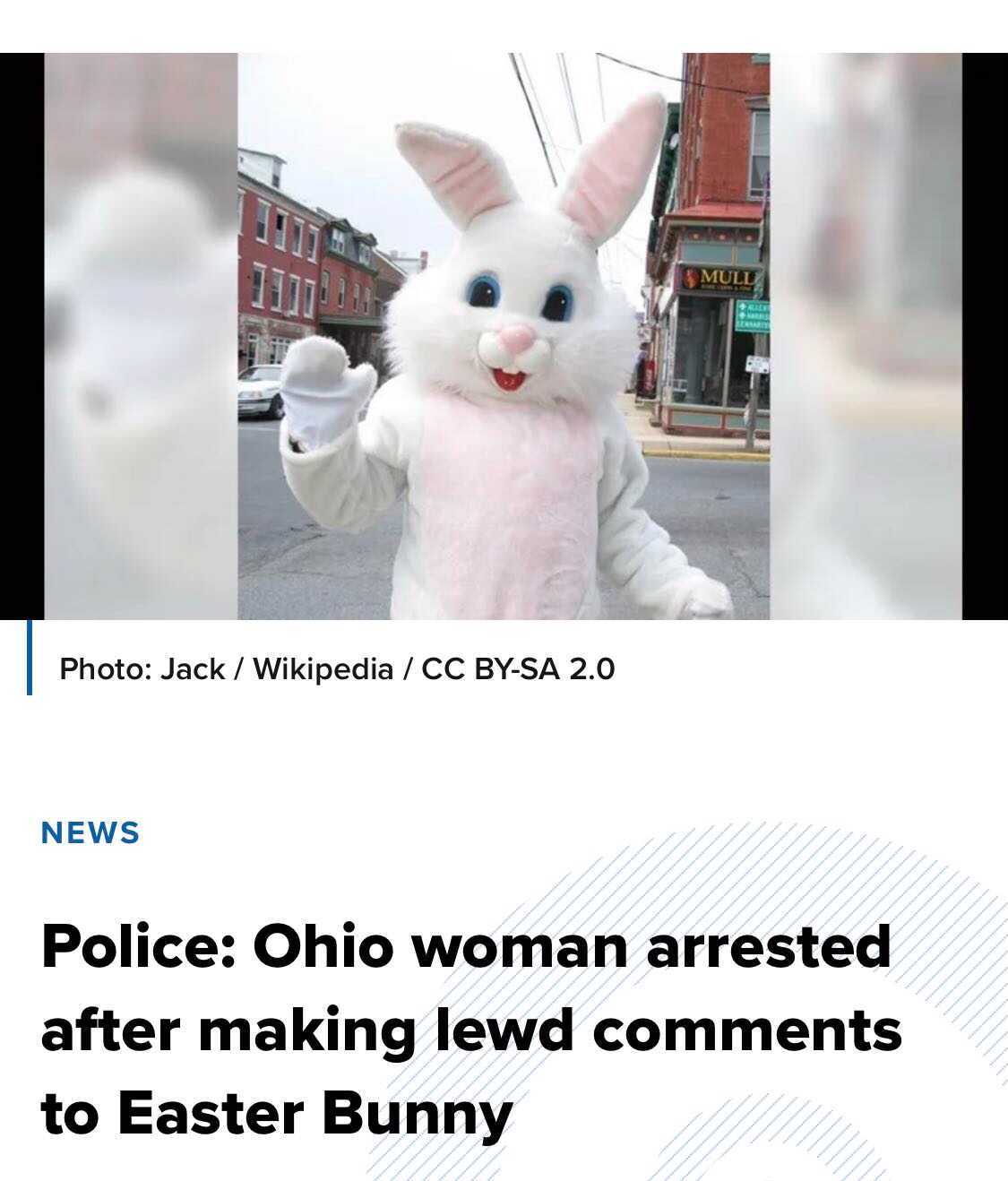 photo caption - Mull Photo Jack Wikipedia Cc BySa 2.0 News Police Ohio woman arrested after making lewd to Easter Bunny
