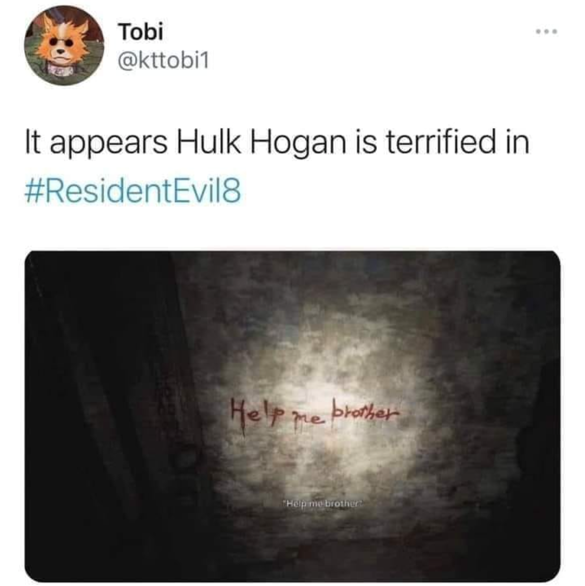 funny gaming memes - hulk hogan resident evil 8 - Tobi It appears Hulk Hogan is terrified in Evil8 Help me brother Himo