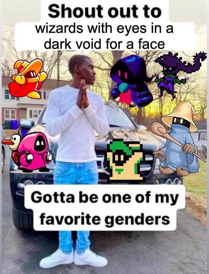 funny gaming memes - gotta be one of my favorite genders - Shout out to wizards with eyes in a dark void for a face 3 Gotta be one of my favorite genders