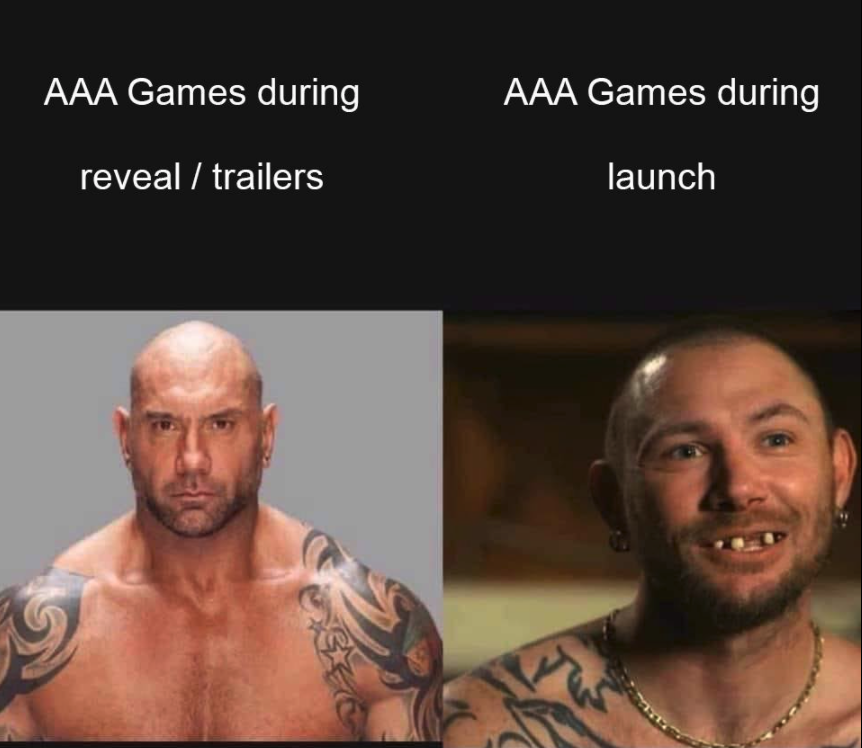 funny gaming memes - tiger king john findlay - Aaa Games during Aaa Games during reveal trailers launch
