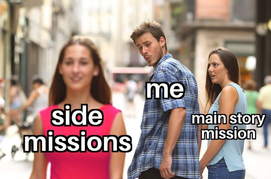 funny gaming memes - html css bootstrap meme - me side main story mission missions
