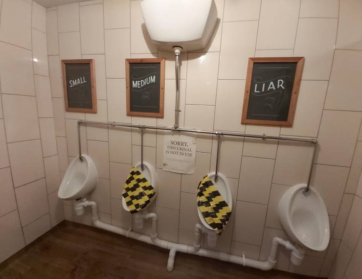 awesome random pics and photos - toilet - Small Medium Liar Sorry This Urinal Is Not In Use