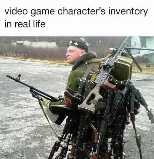 funny gaming memes -video game characters inventory in real life - video game character's inventory in real life pretty cooltim