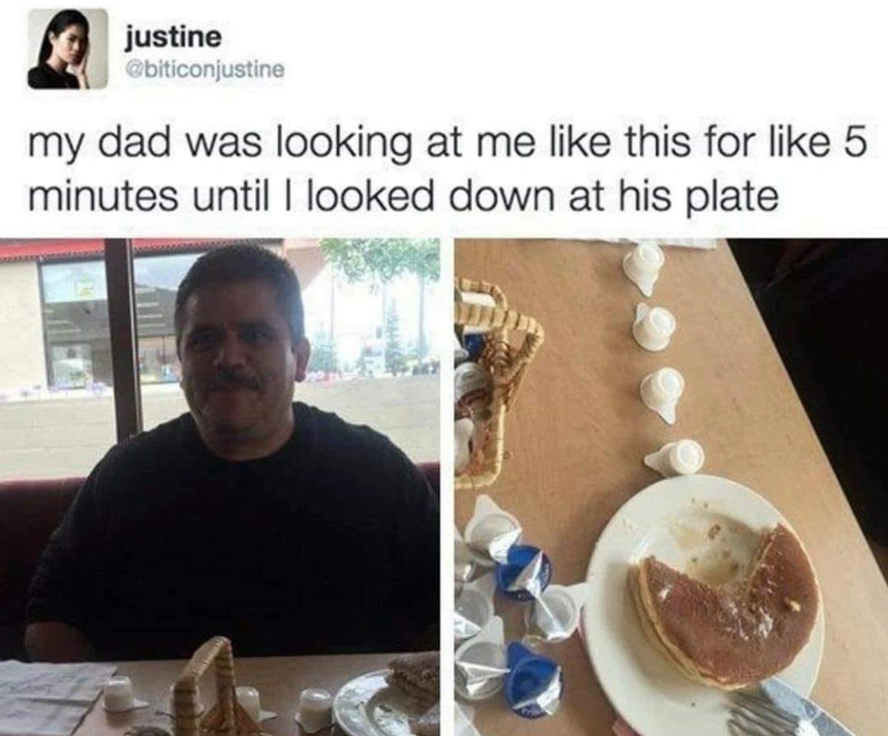 funny gaming memes - happy fathers day meme funny - justine my dad was looking at me this for 5 minutes until I looked down at his plate