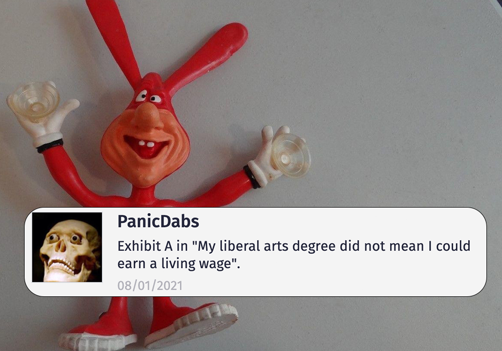 domino's noid toy - PanicDabs Exhibit A in "My liberal arts degree did not mean I could earn a living wage". 08012021