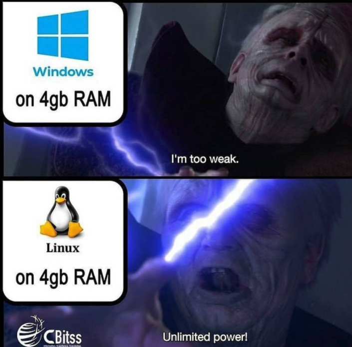 funny gaming memes - i m too weak unlimited power template - Windows on 4gb Ram I'm too weak. Linux on 4gb Ram CBitss Unlimited power!
