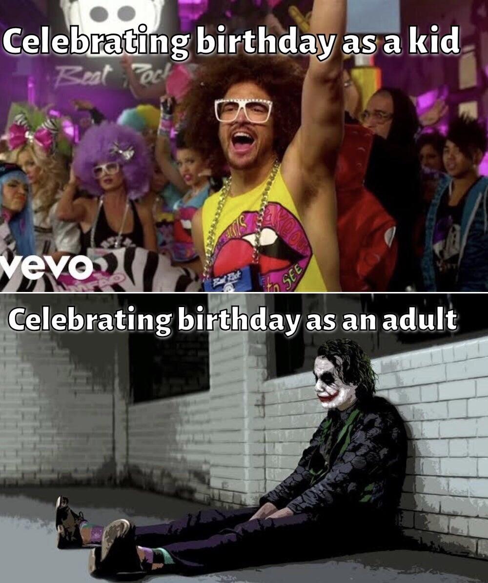 funny gaming memes - lmfao sorry for party rocking - Celebrating birthday as a kid Best Pock vevo Celebrating birthday as an adult See