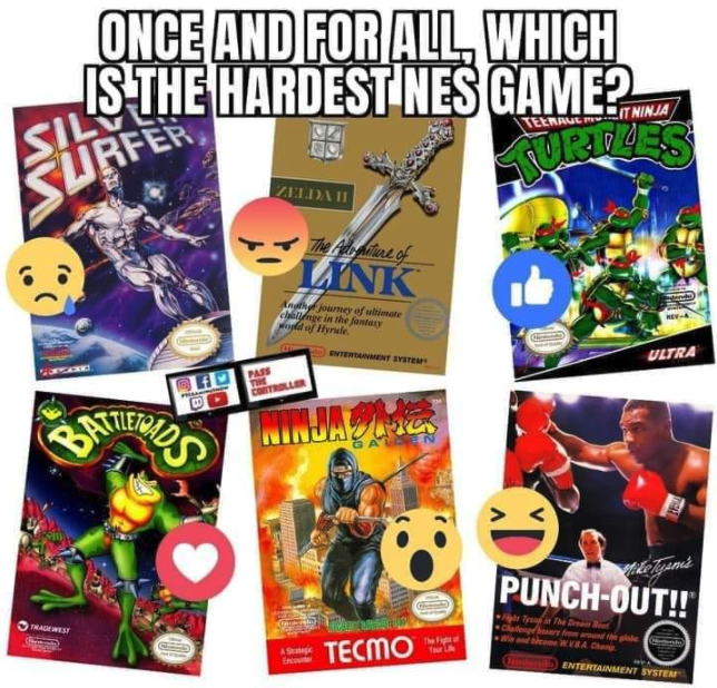 funny gaming memes - battletoads - Once And For All, Which Is The Hardest Nes Game? Sils Lvridas Zela Surfer af part of Ank Ultra Batteries PunchOut!! Tecmo