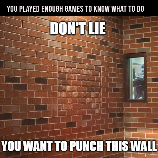 funny gaming memes - boss roofing - You Played Enough Games To Know What To Do Dont Lie You Want To Punch This Wall