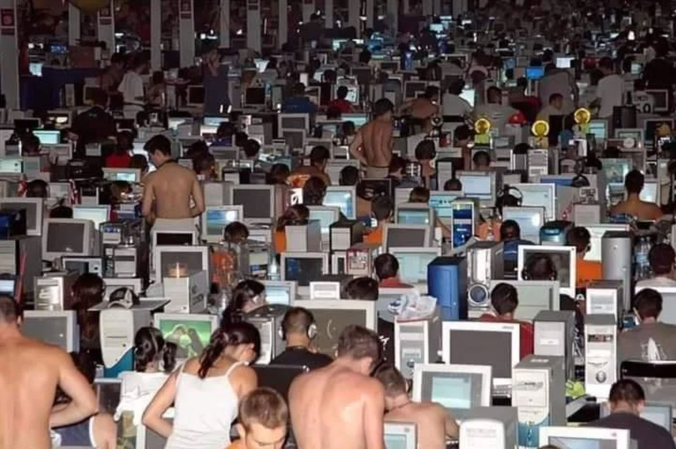 funny gaming memes -  a massive lan party from the early 2000s'
