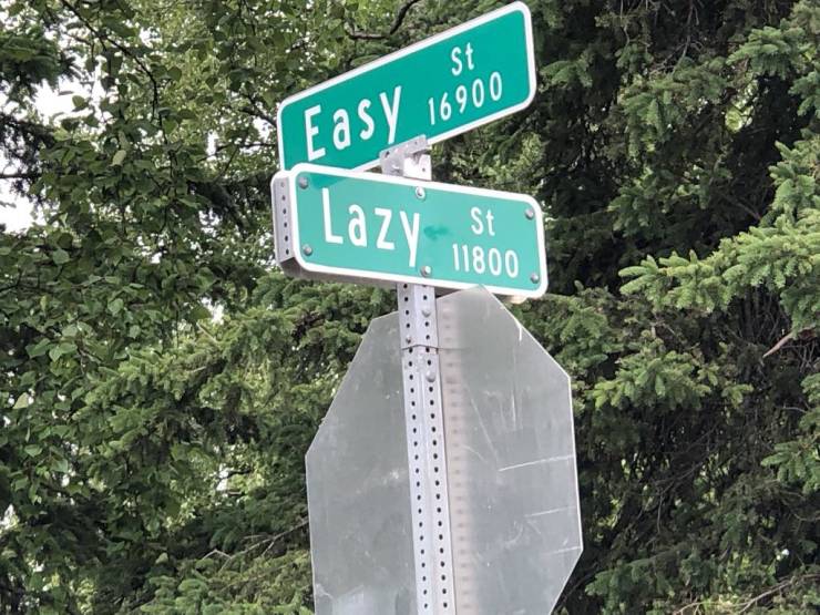 funny pics and random photos - street sign - St Easy 16900 Lazy St 11800
