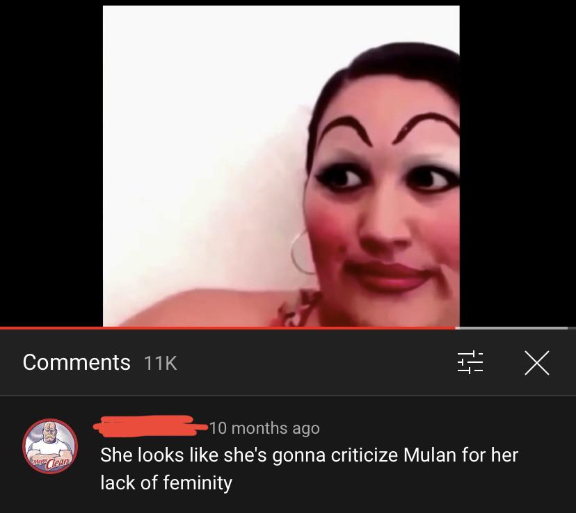 first time in drag - 11K X 10 months ago She looks she's gonna criticize Mulan for her lack of feminity Migley Clean