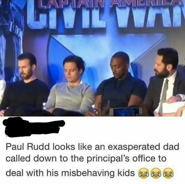 paul rudd dad meme - Je Giul To Paul Rudd looks an exasperated dad called down to the principal's office to deal with his misbehaving kids asa