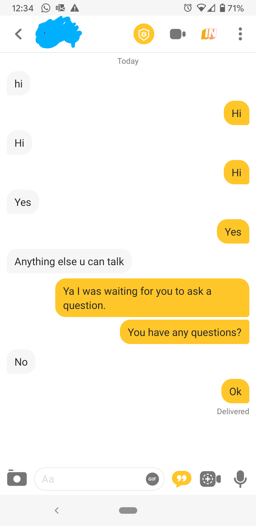 bumble chat - >A 71% In Today hi Hi Hi Hi Yes Yes Anything else u can talk Ya I was waiting for you to ask a question. You have any questions? No Ok Delivered 0 Gif