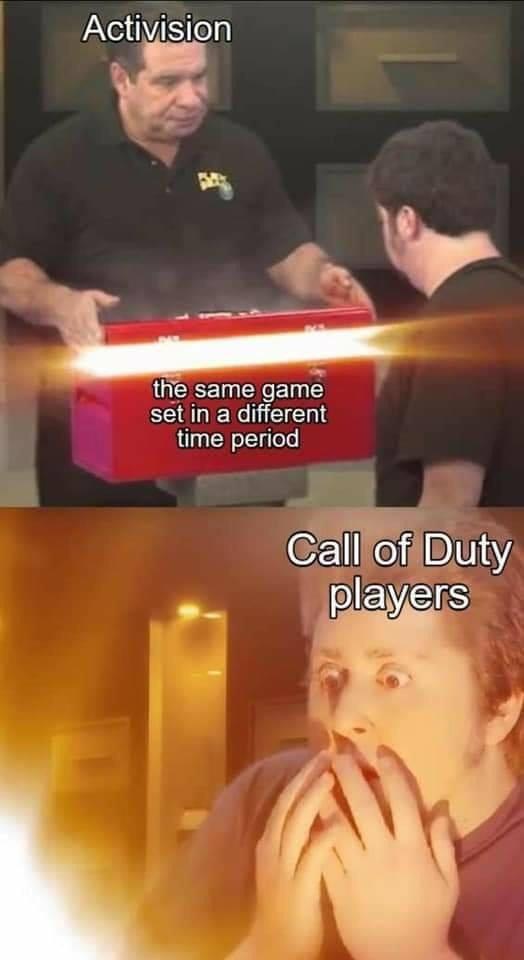 funny gaming memes - apple meme - Activision the same game set in a different time period Call of Duty players