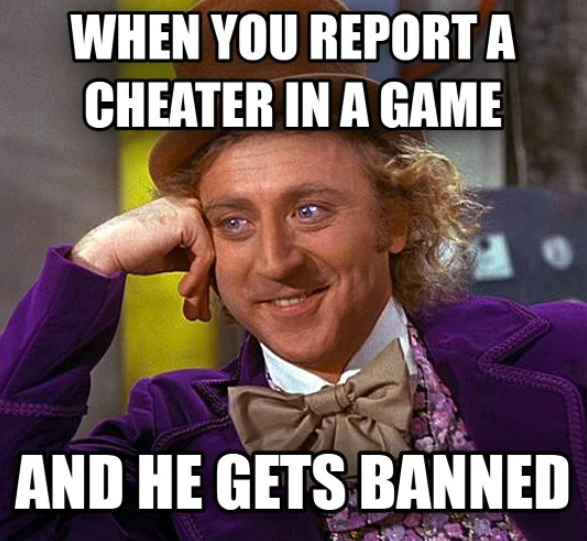 funny gaming memes - your day meme - When You Reporta Cheater In A Game And He Gets Banned