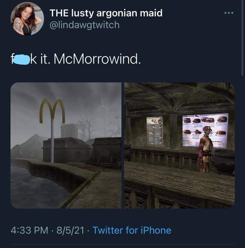 funny gaming memes - screenshot - The lusty argonian maid ok it. McMorrowind. B. 8521 Twitter for iPhone
