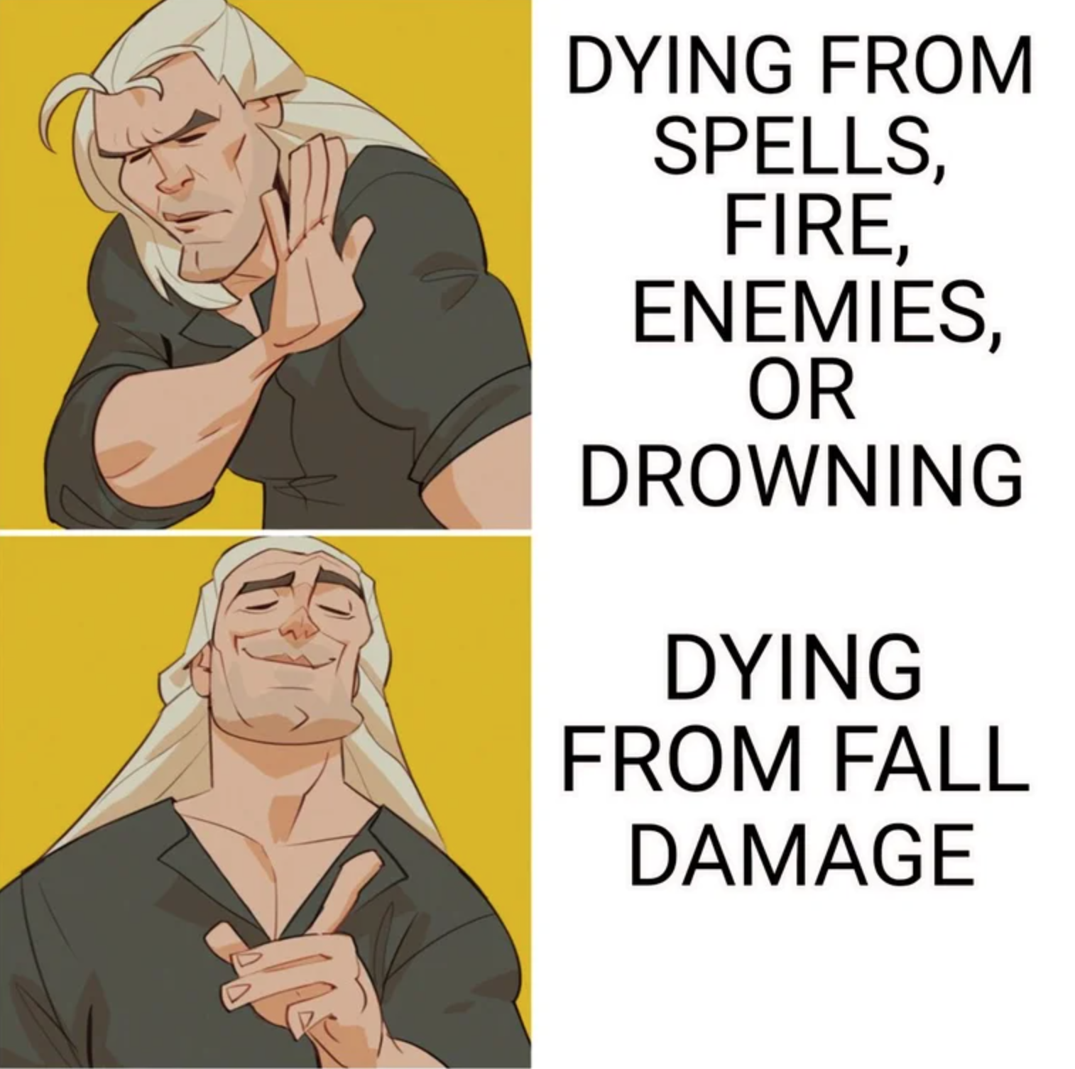 funny gaming memes - points sage - Dying From Spells, Fire. Enemies, Or Drowning Dying From Fall Damage