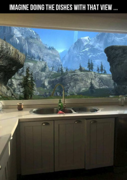 funny gaming memes - Halo: Reach - Imagine Doing The Dishes With That View ...