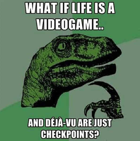 funny gaming memes - memes about environment - What If Life Is A Videogame.. od And DjVu Are Just Checkpoints?