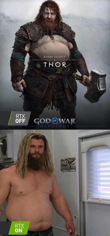 funny gaming memes - muscle - Ryan Hurst Inor Rtx Off God Of War Ragnar Rtx On