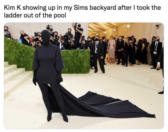 funny gaming memes - presentation - Kim K showing up in my Sims backyard after I took the ladder out of the pool