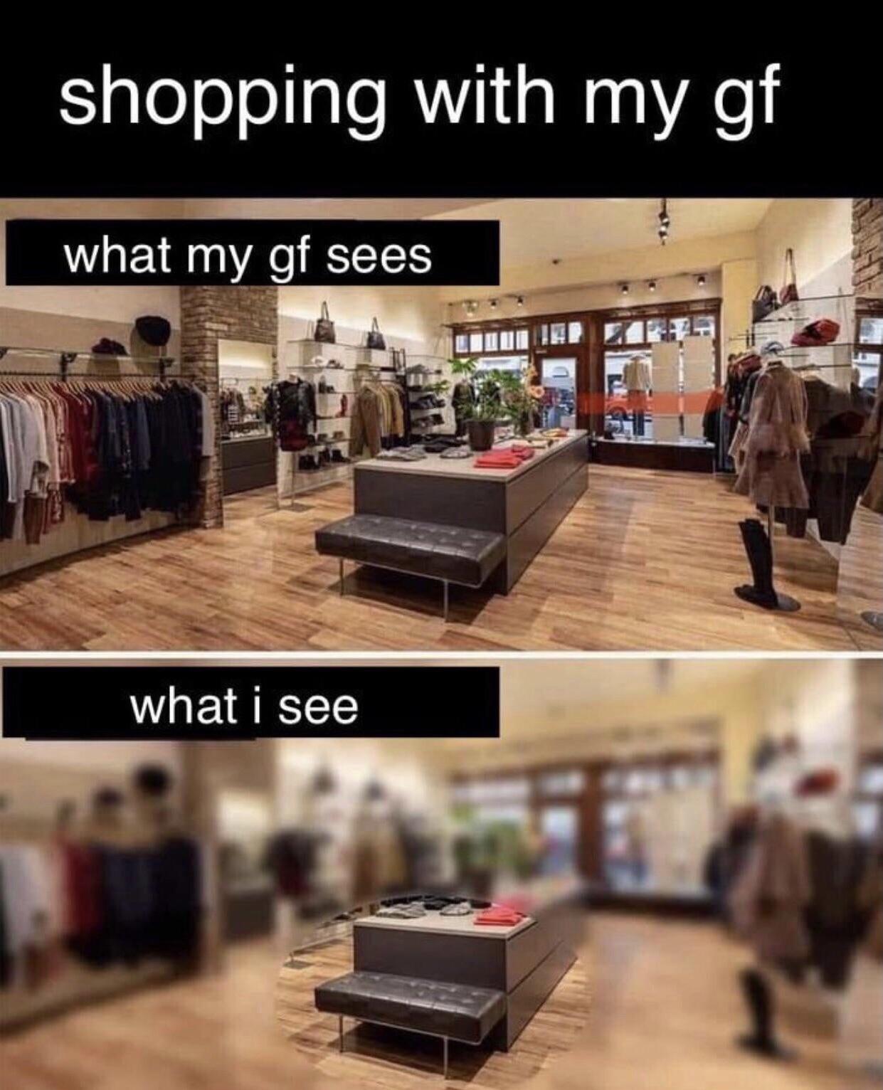 funny gaming memes - she sees meme - shopping with my gf what my gf sees what i see