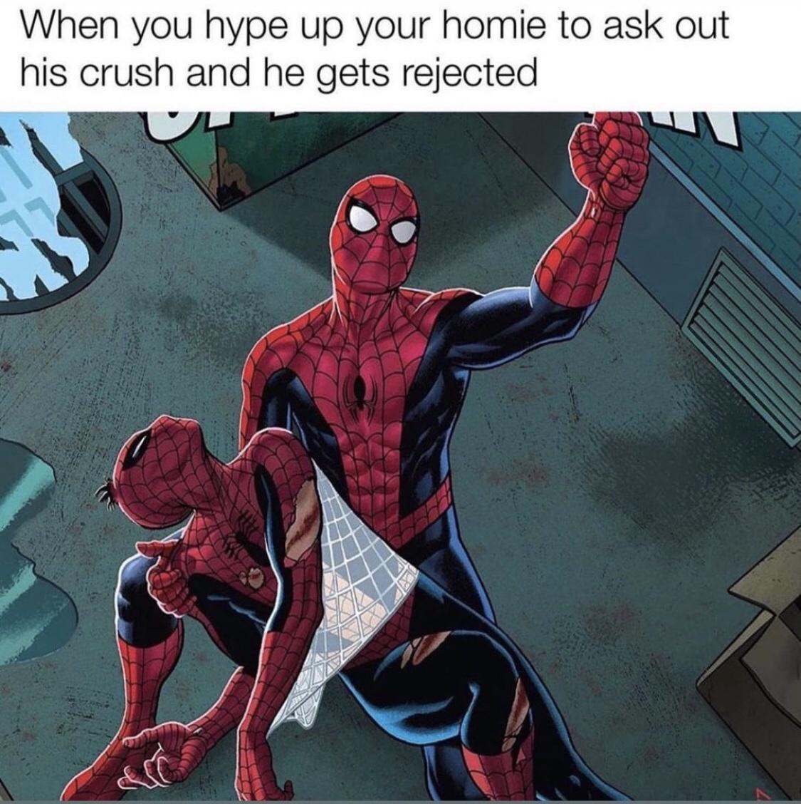 funny gaming memes - peter parker the spectacular spider man - When you hype up your homie to ask out his crush and he gets rejected