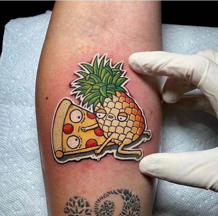 cool and funny pics - pineapple on pizza tattoo