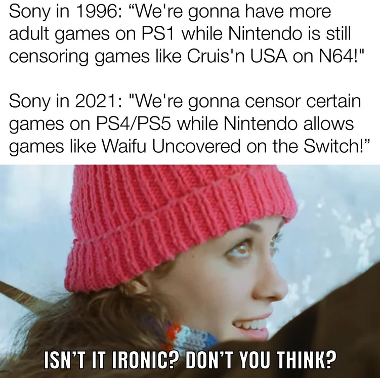 funny gaming memes - knit cap - Sony in 1996