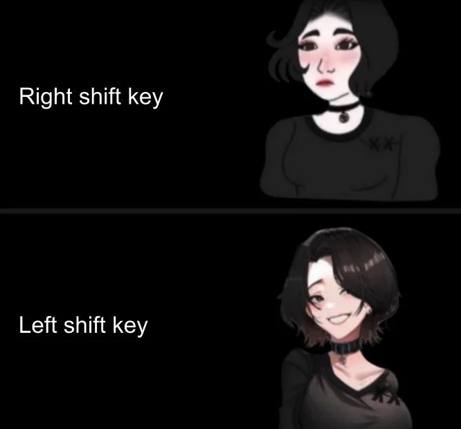 funny gaming memes - super model meme - Right shift key Left shift key
