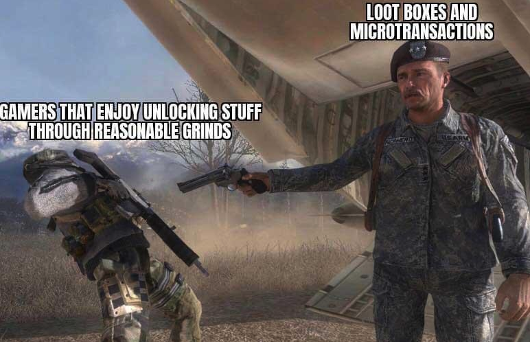 funny gaming memes - general shepherd betrayal - Loot Boxes And Microtransactions Gamers That Enjoy Unlocking Stuff Through Reasonable Grinds