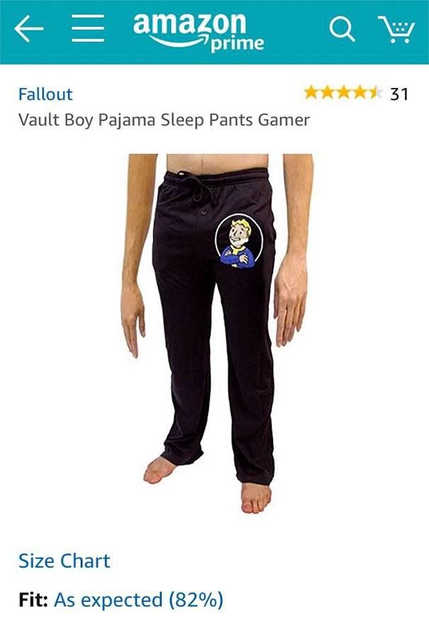 photoshop fails - badly photoshopped products - f amazon Q w prime 31 Fallout Vault Boy Pajama Sleep Pants Gamer Size Chart Fit As expected 82%