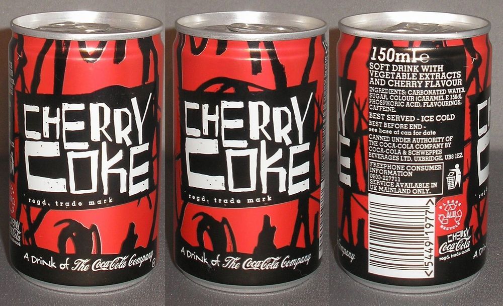 150mle Mt Cherry Cherry Coke Coke Soft Drink With Vegetable Extracts And Cherry Flavour Ngredients Carbonated Water Sugar. Colour Caramel E 150d. Phosphoric Aci, Flavourings. Coffee Best Served Ice Cold Best Before End see base of cap for date Cared Under