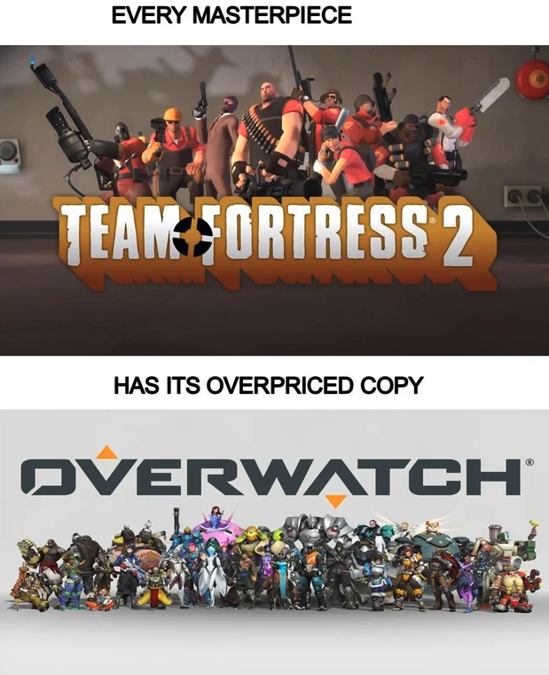 funny gaming memes  - team fortress 2 - Every Masterpiece Team Fortress 2 Has Its Overpriced Copy Overwatch
