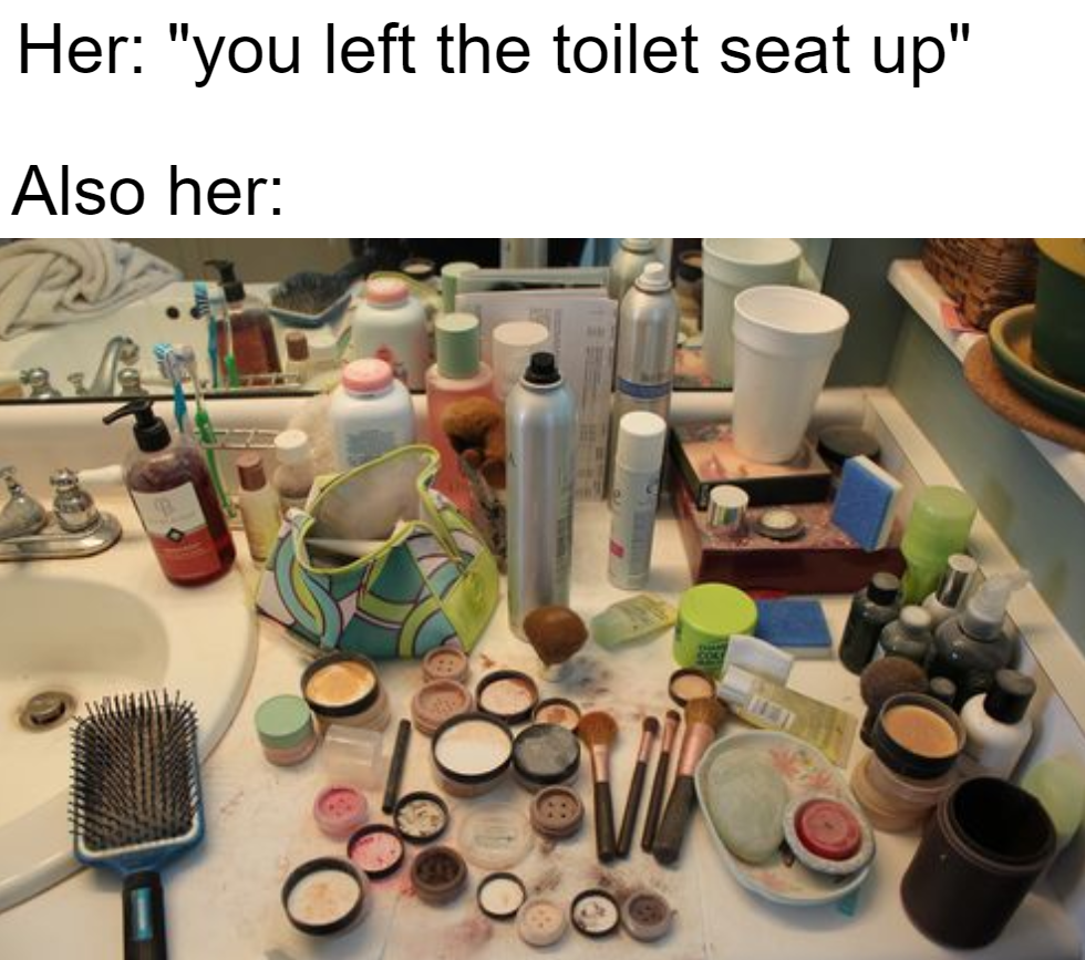funny pics and memes - plastic - Her "you left the toilet seat up" Also her