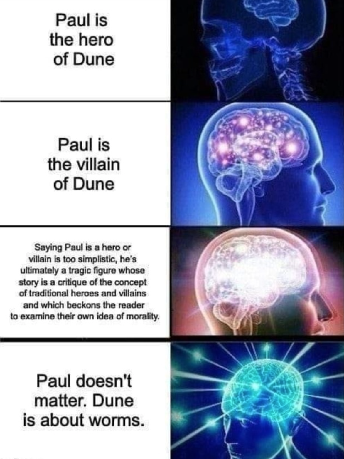 dune memes  - timezone programming meme - Paul is the hero of Dune Paul is the villain of Dune Saying Paul is a hero or villain is too simplistic, he's ultimately a tragic figure whose story is a critique of the concept of traditional heroes and Villains