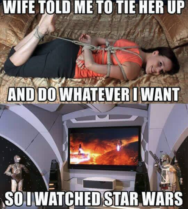 photo caption - Wife Told Me To Tie Her Up And Do Whatever I Want So I Watched Star Wars