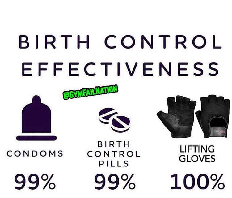 funny memes and random pics - Birth Control Effectiveness Qgymfalnation C Condoms Birth Control Pills Lifting Gloves 99% 99% 100%