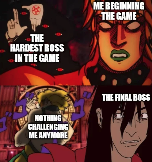 funny gaming memes  - lost the final season - Me Beginning The Game The Hardest Boss In The Game The Final Boss Nothing Challenging Me Anymore