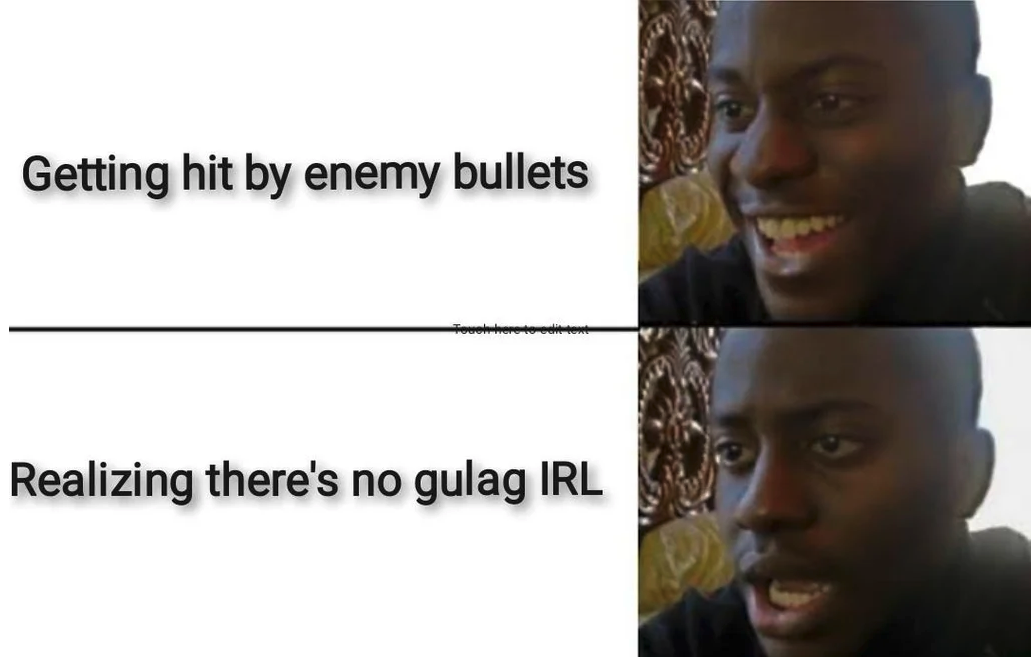funny gaming memes  - anthropology memes - Getting hit by enemy bullets Realizing there's no gulag Irl